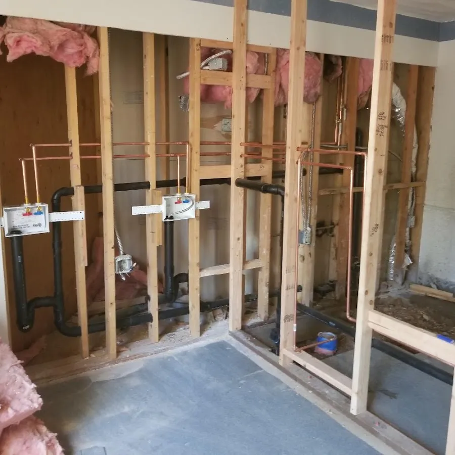 Copper pipe rough-in and plumbing installation in McKinney